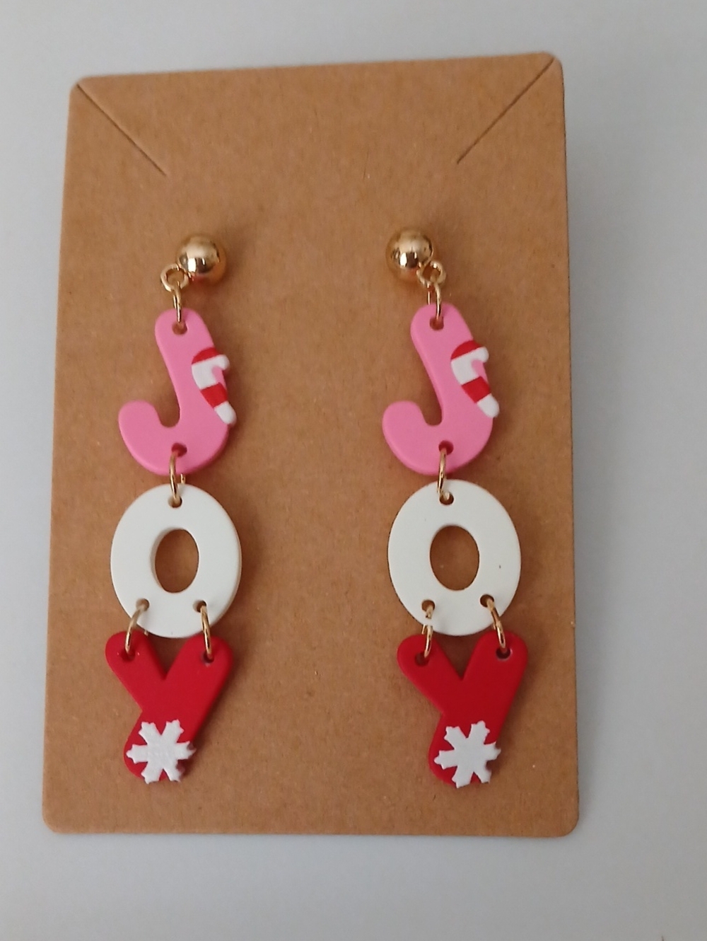 Fashion Jewelry Pink, White & Red Holiday Drop Earrings